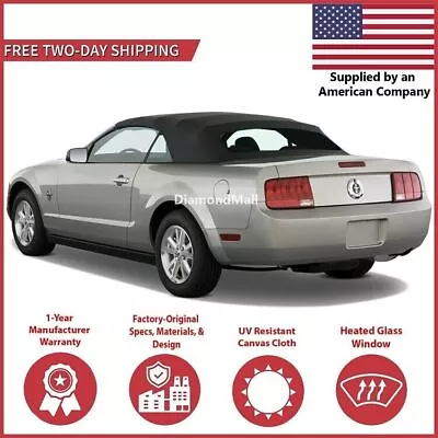 2005-14 Ford Mustang Convertible Soft Top W/ DOT Approved Heated Glass Black • $611.10
