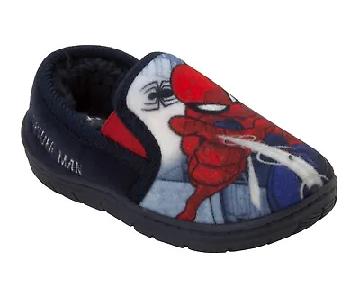 Boys Marvel Spiderman Official Character Novelty Slip On Slippers Uk Size 8-2 • £9.99