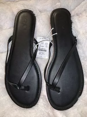 J Crew Easy Summer Womens Size 7 Black Slip On Flip Flop Sandals AO017 • $24.99