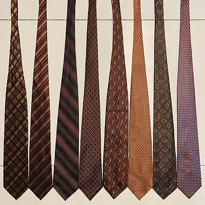 $16.77 • Buy 8 Men's Ties Orange Copper Bachrach Robert Talbott VanHeusen Asst Silk Tie Lot