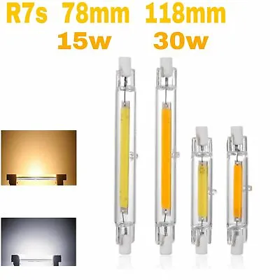 R7S 118mm 78mm LED Lampe COB Halogen 30W 15W Dimmbar Glas Ersetzen Glühlampe • $5.32