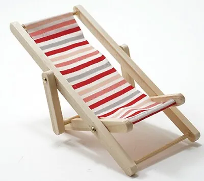 Dollhouse Miniature Red White And Pink Foldable Beach Chair - 1:12 Scale • $6.75