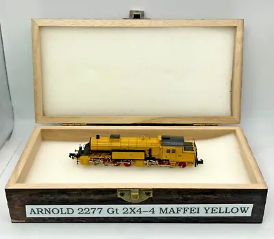 N Scale Arnold 2277 Gt 2x4-4 Maffei Yellow Locomotive Custom Wood Case • $424.99