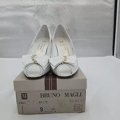 BRUNO MAGLI White Open Toe 3.5 In. Heel W/Box Size 9AA Immaculate SALE • $35.97