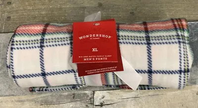 🧧 Wondershop Mens Fleece Pajama Pants Lounge Plaid White Red (XL)🆕 • $14.99