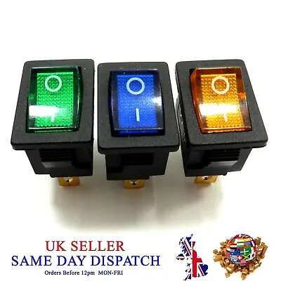 DC 15A 12V 3 Pin ON/OFF Rocker Switch 2 Position Snap Button SPST • £2.70