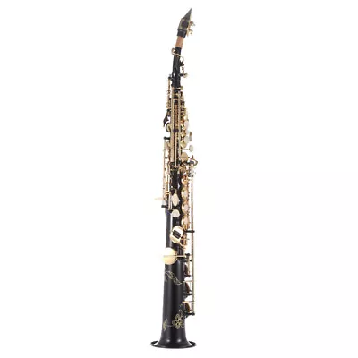 Brass Straight Soprano Sax Saxophone Bb B Flat Carve Pattern Black U5G3 • $384.38