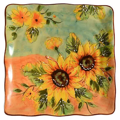 Maxcera Corp Terra Cotta Sunflower Square Salad Plate 8427137 • $23.99