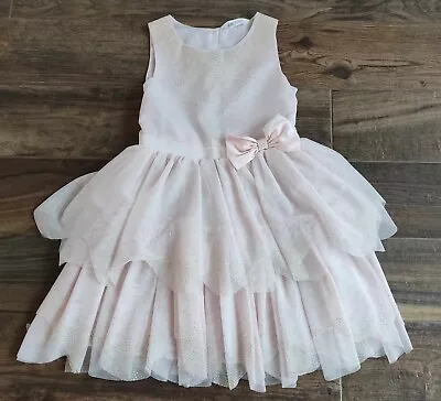 H&M Pink And Gold Glitter Girls Dress Size 8-9 Years Old Excellent Condition • £7.99