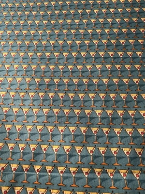$4.25 • Buy New!!  Small Martini Glasses On A Blue Background Fabric-1 Yd.  X  44 W