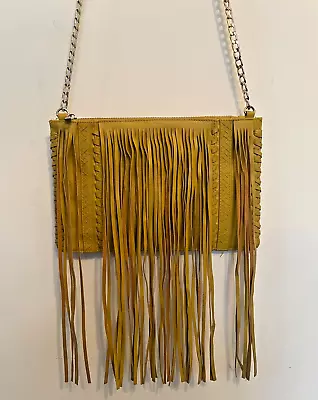 £7.99 • Buy River Island  Fringe Tassel Bag Mustard Colour Long Strap Hippy BoHo Festival