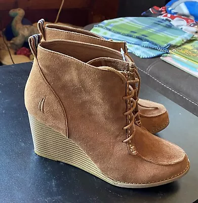 $9.99 • Buy Women's NAUTICA Brown Wedge Boots Size 10 NEW W Tags