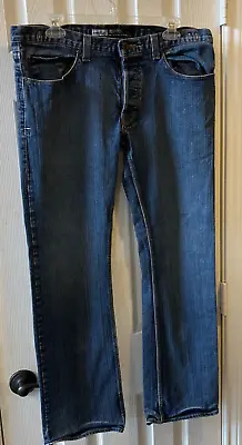 Matix Jeans 34 Blue Denim Gripper Slim Fit Button Fly 34 X 30 Money Stretch • $12.99
