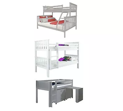 Wooden Bunk Bed Double Triple Or Single Size Large Model Sleeper Or With Desk • £209.99