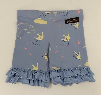 Matilda Jane Light Blue Dove Print Ruffle Shortie Shorts Girls Size 6 • $8