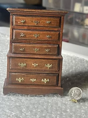 Vintage 1976 Artisan Dollhouse Victorian Chest Of Drawers 1:12 Miniature • $11