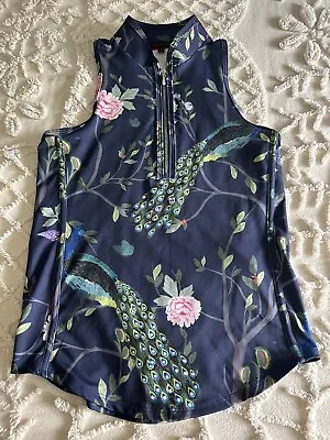 Women’s Greyson Scarlett Garden Of Venus Polo XS Midnight Sleeveless Floral • $65