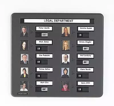 Staff Photo In Out Attendance / Fire Drill Board With 10 Staff Names • £95