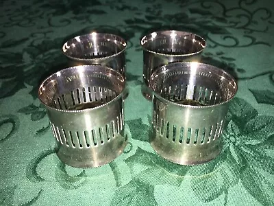 Vintage Pierced Etched Set Of 4 Silverplate NAPKIN HOLDER RINGS Signed PM Italy  • $19.99