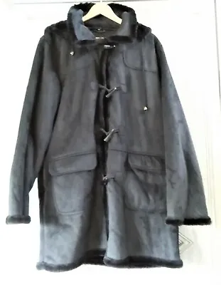 £25.99 • Buy Black Thick Faux Sheepskin Hooded Duffle Coat Size XL