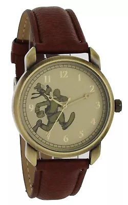 Disney Vintage Style Goofy Gold Tone Case Brown Strap Quartz Watch GY5002 • $49.99