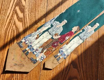 1994 VINTAGE Norman Rockwell Football Coin Toss 100% Silk Neck Tie Saturday Post • $14.97