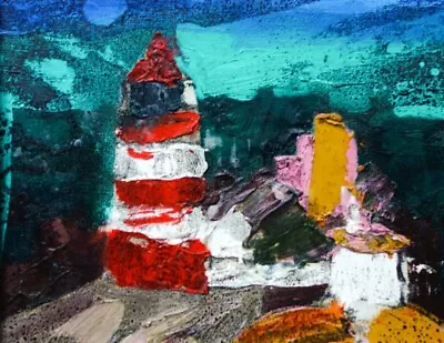 ELIZABETHA FOX FINE ART  Island Lighthouse Oil Landscape Original • £15