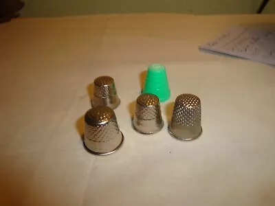 5 Vintage Thimbles-4 Metal-1 Plastic-Sewing-Crafts-Quilting- • $14.99