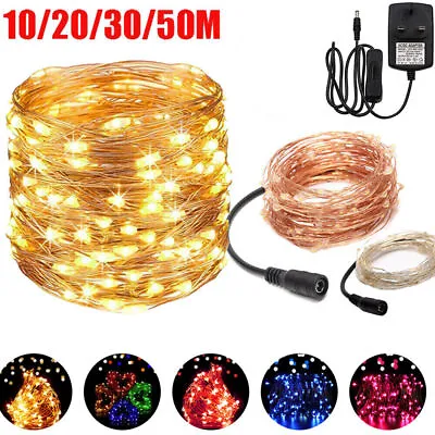 LED Micro Copper Wire String Fairy Lights 12V Mains Plug Xmas  Christmas Party • £4.26