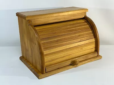 Vintage Roll Top Bread Box Wood Bread Box Primitive Farmhouse Kitchen • $37.99