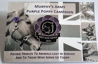 £4 • Buy Pb22 - Murphy's Army Purple Poppy Campaign - Animal Remembrance Pin Badge 2022