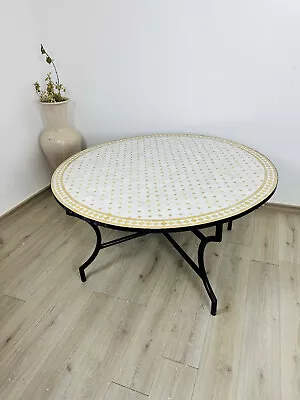 Round Coffee Table Mosaic Table Top With Metal Base Custom Outdoor Indoor • $1550