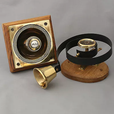 £210 • Buy Brass Claverley Front Door Bell Pull & Bell
