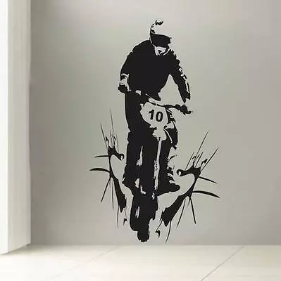 Boys Room Dirt Bike Wall Decal Sports Art Bike Race Motorcycle Wall Decal S02 • $92.95