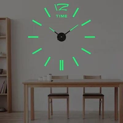 £5.69 • Buy 40CM Mirror Luminous Wall Clocks Glow In The Dark Silent Clock Home Decoration