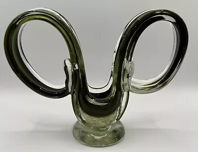 Unique Mid Century Modern Green Art Glass Candle Holder 5” Tall Made In Poland • $30