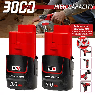 2X 3.0AH For Milwaukee M12 12V 3000mAh Lithium Battery 48-11-2401 Extended Tools • $20.99