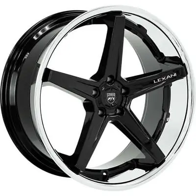 (4) 19  Staggered Lexani Wheels Savage Gloss Black W Chrome Lip Rims (B42) • $2039