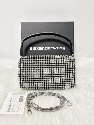 $204.90 • Buy Alexander Wang Medium Heiress Rhinestone Mesh Pouch W/ Crossbody Chain