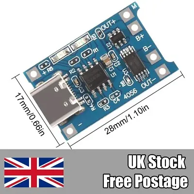 TP4056 USB Type-C 5V1A 18650 Lithium Battery Charger Module Charging Board • £2.40