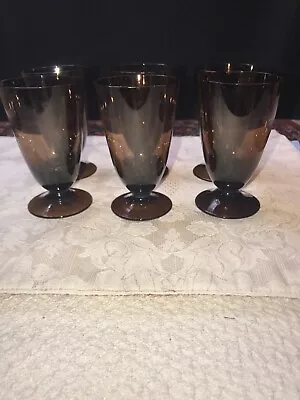 $19.99 • Buy  Crystal Footed Juice Parfait Glasses Brown Color Set Of 6 EUC