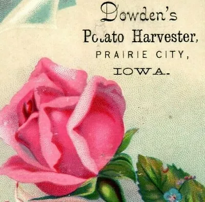 $40.25 • Buy 1880's-90's Dowden's Potato Harvester Prairie City, IA Lovely Roses P197