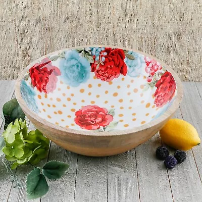 New! Pioneer Woman 11.5  Mango Wood Serving Bowl! Choose Your Pattern~big! • $39.95