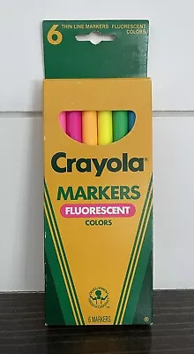 Vintage 1988 Crayola Markers Fluorescent 6 Thin Line Colors In Box • $16.99