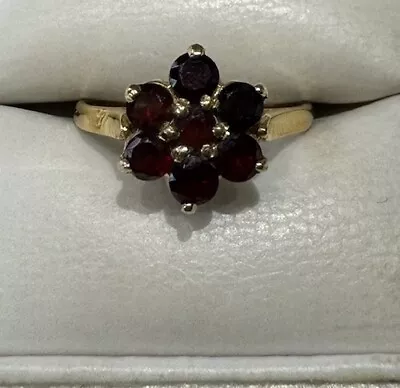 9ct Yellow Gold Ruby Flower Ring  • £90