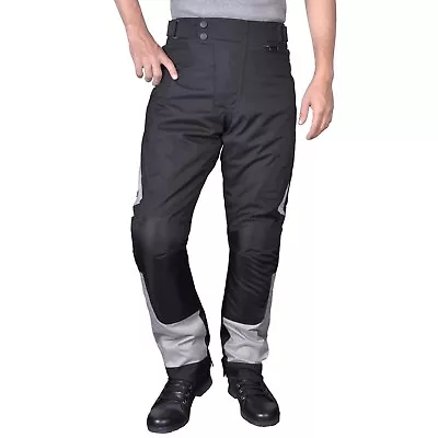 Motorcycle Waterproof Race Pants Black With Removable CE Armor Black/Grey PT4 • $39.49