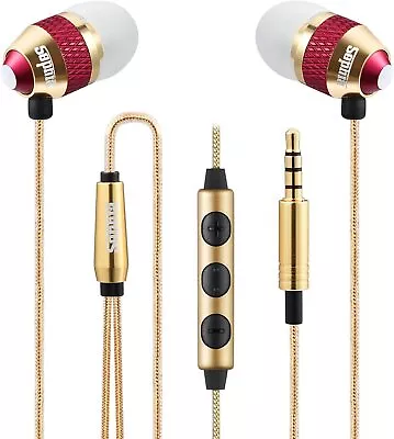 Earphones With Mic Headphones Volume Controller Tangle Free Wired 3.5mm AUX • £13.99