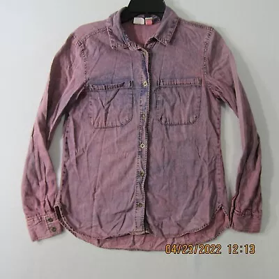 Mudd Shirt Womens Small Pink Acid Wash Button Up Pockets Outdoor Casual Ladies • $9