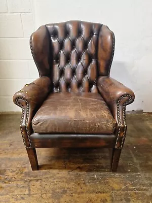 Chesterfield Brown Wingback Chair • £225