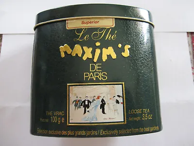 MAXIM'S De PARIS Green Oval Loose Tea Tin Empty 3.5 Oz Excellent Condition • $3.50